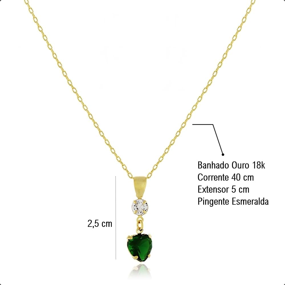 Elyra Joyas | Set Corazón Esmeralda Bañado en Oro 18K