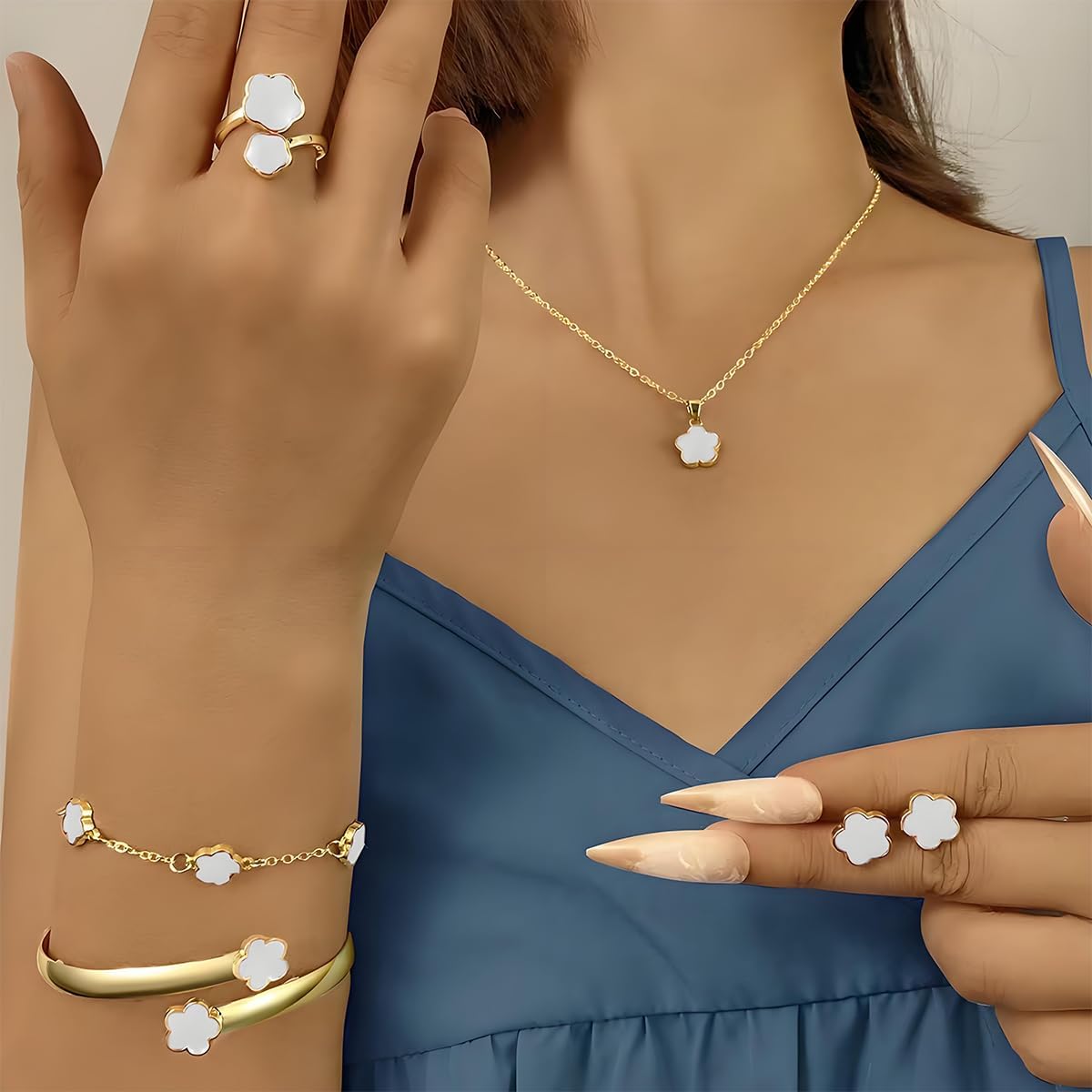 Elyra Joyas | Colección Flor de la Suerte de 5 Piezas