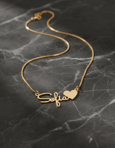 Colar Nome Personalizado Coração Ouro 18k Presente