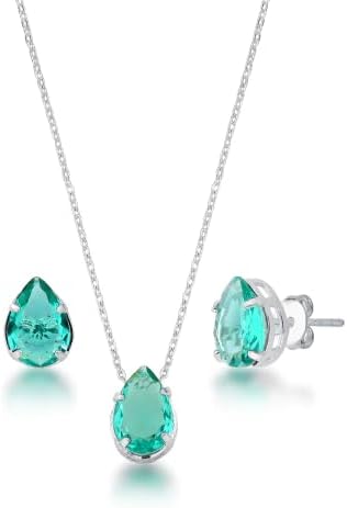 Elyra Joyas | Set Gota Verde Agua Collar y Aros