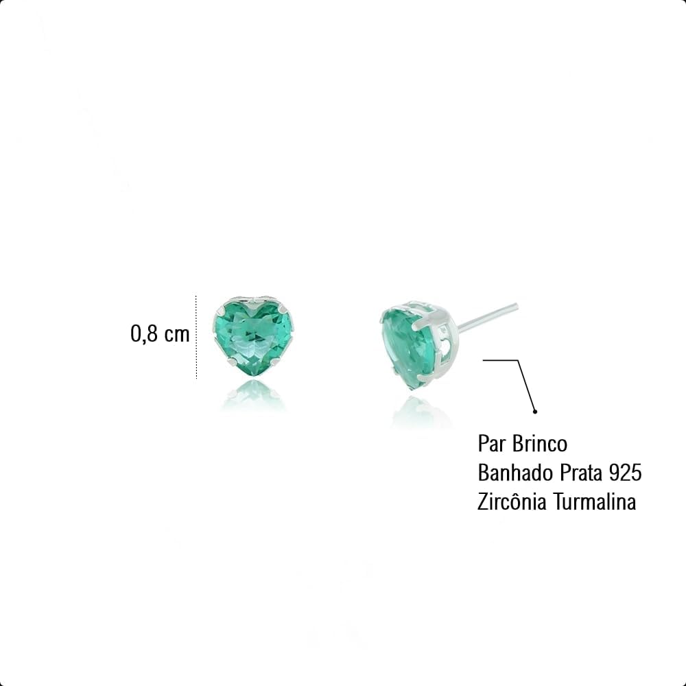 Elyra Joyas | Set Corazón Turmalina Acabado Plata