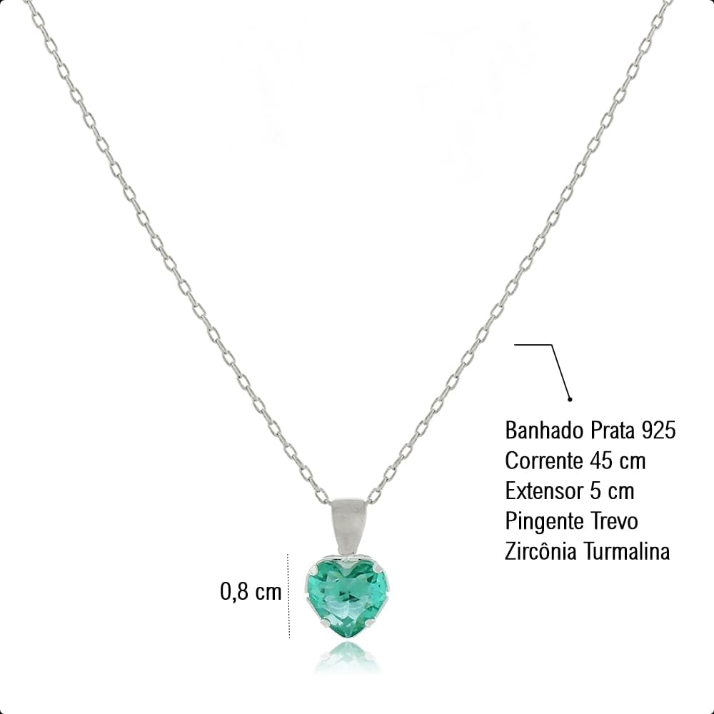 Elyra Joyas | Set Corazón Turmalina Acabado Plata