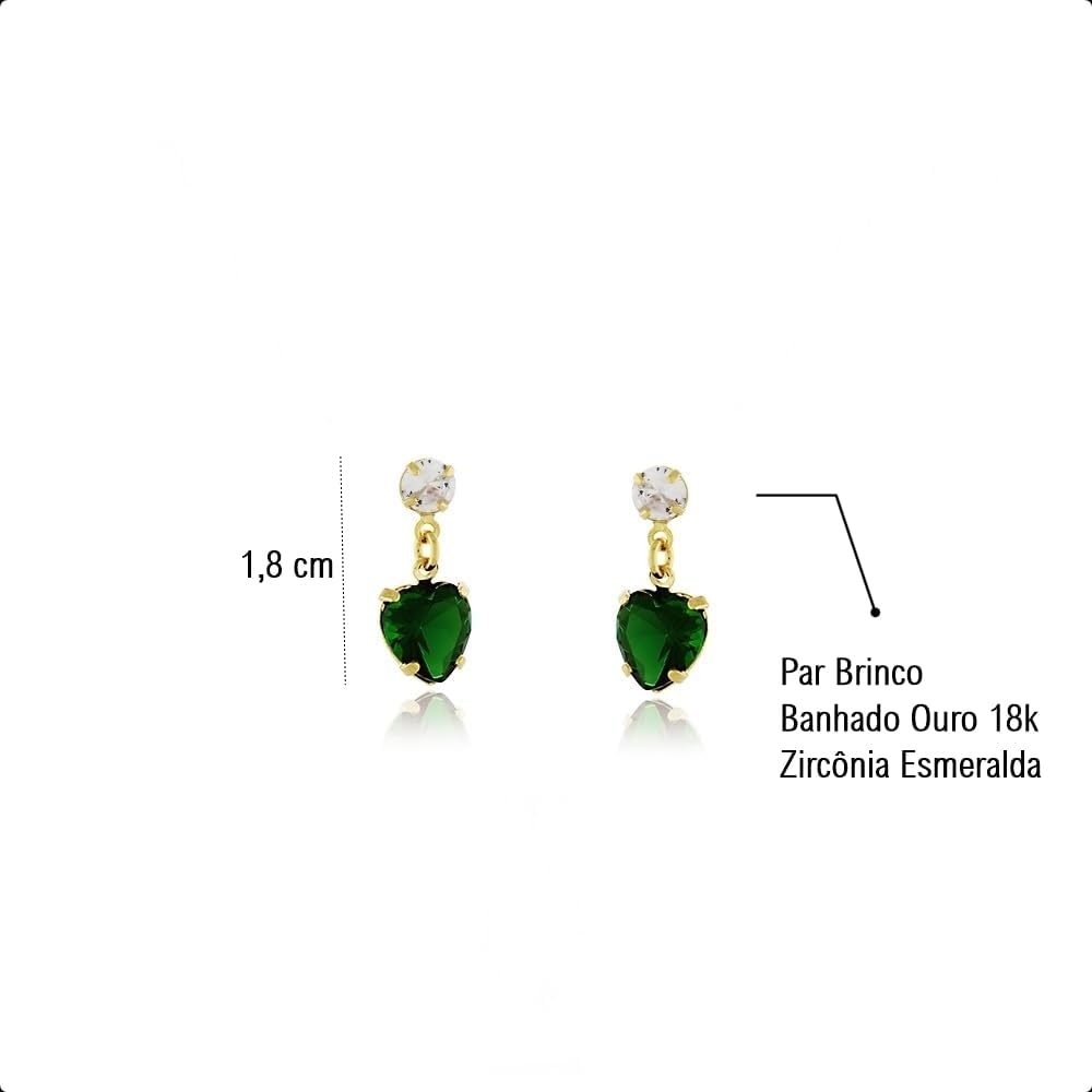 Elyra Joyas | Set Corazón Esmeralda Bañado en Oro 18K