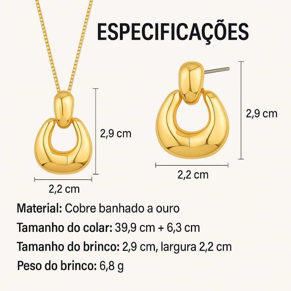 Elyra Joyas | Set Essenza Collar y Aros Dorados