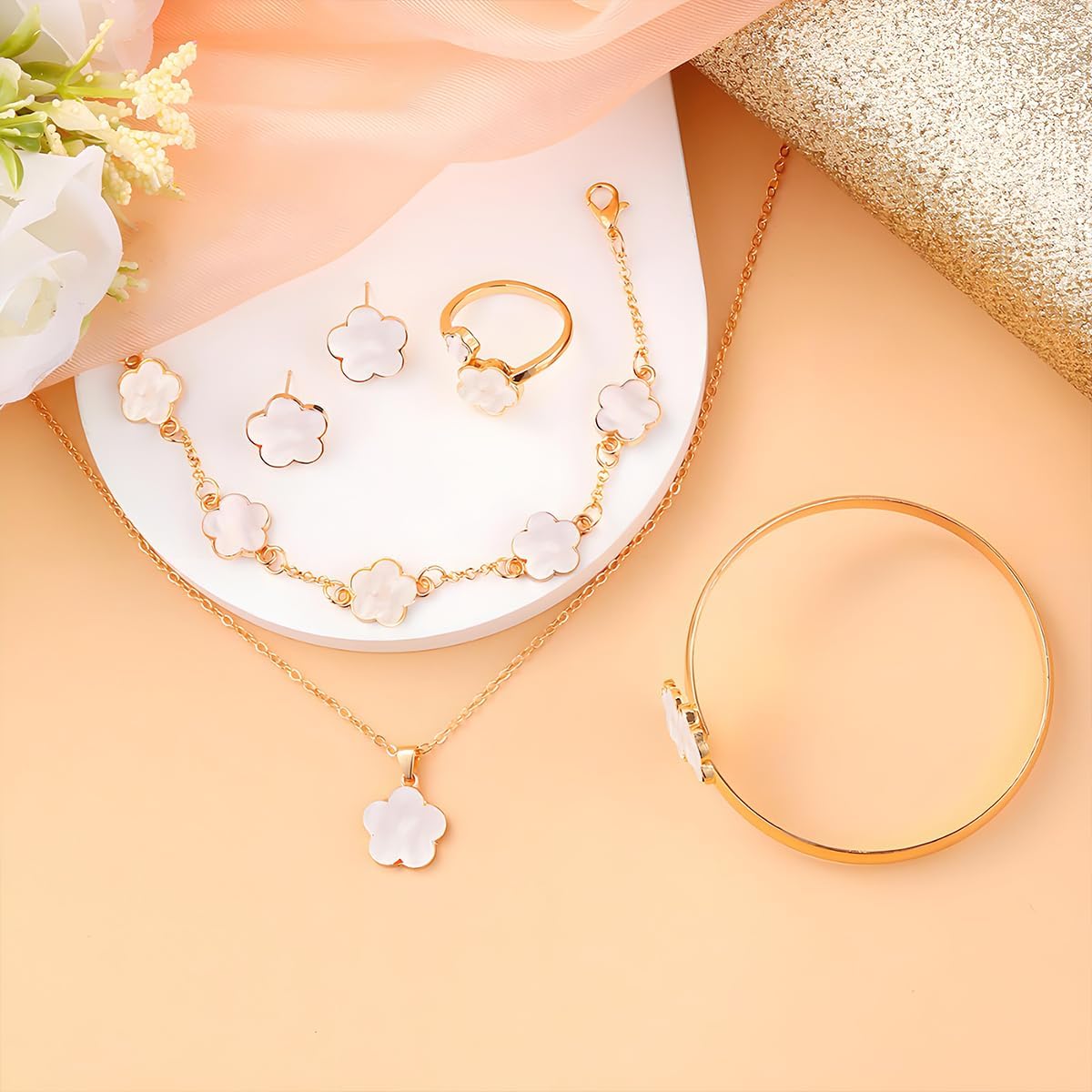 Elyra Joyas | Colección Flor de la Suerte de 5 Piezas