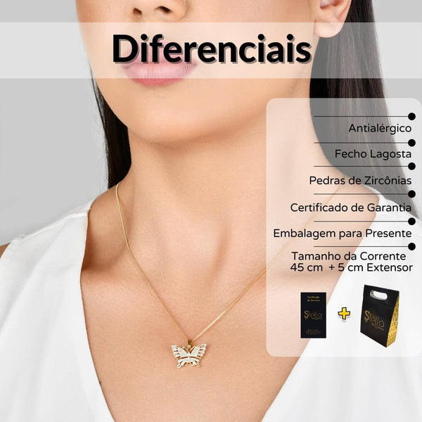 Elyra Joyas | Set Mariposa Luz Collar y Aros con Circonias