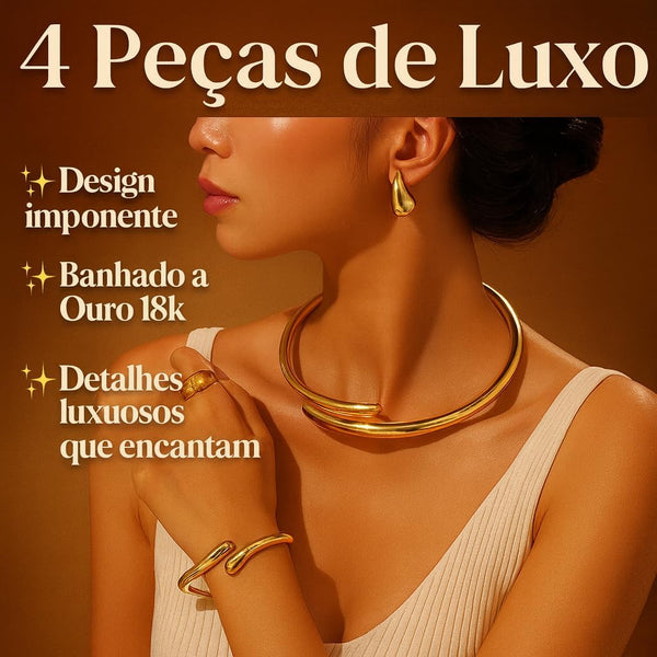 Elyra Joyas | Set Gota Minimal Bañado en Oro 18K