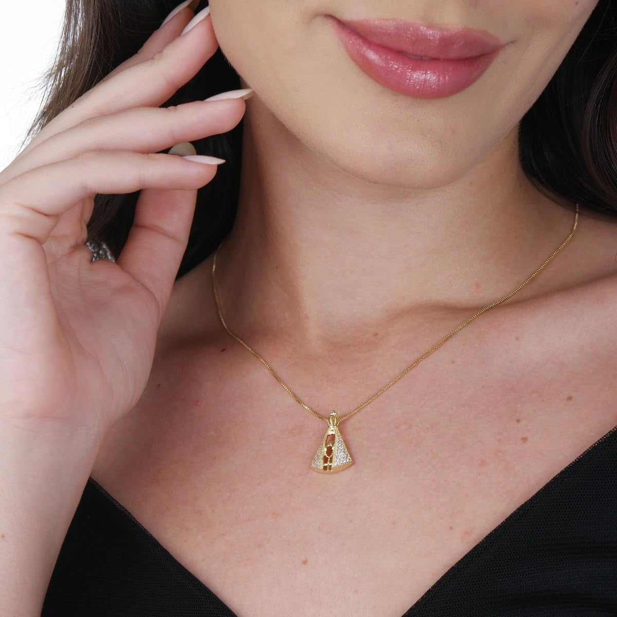 Elyra Joyas | Collar Devoción Virgen de Aparecida con Circonias