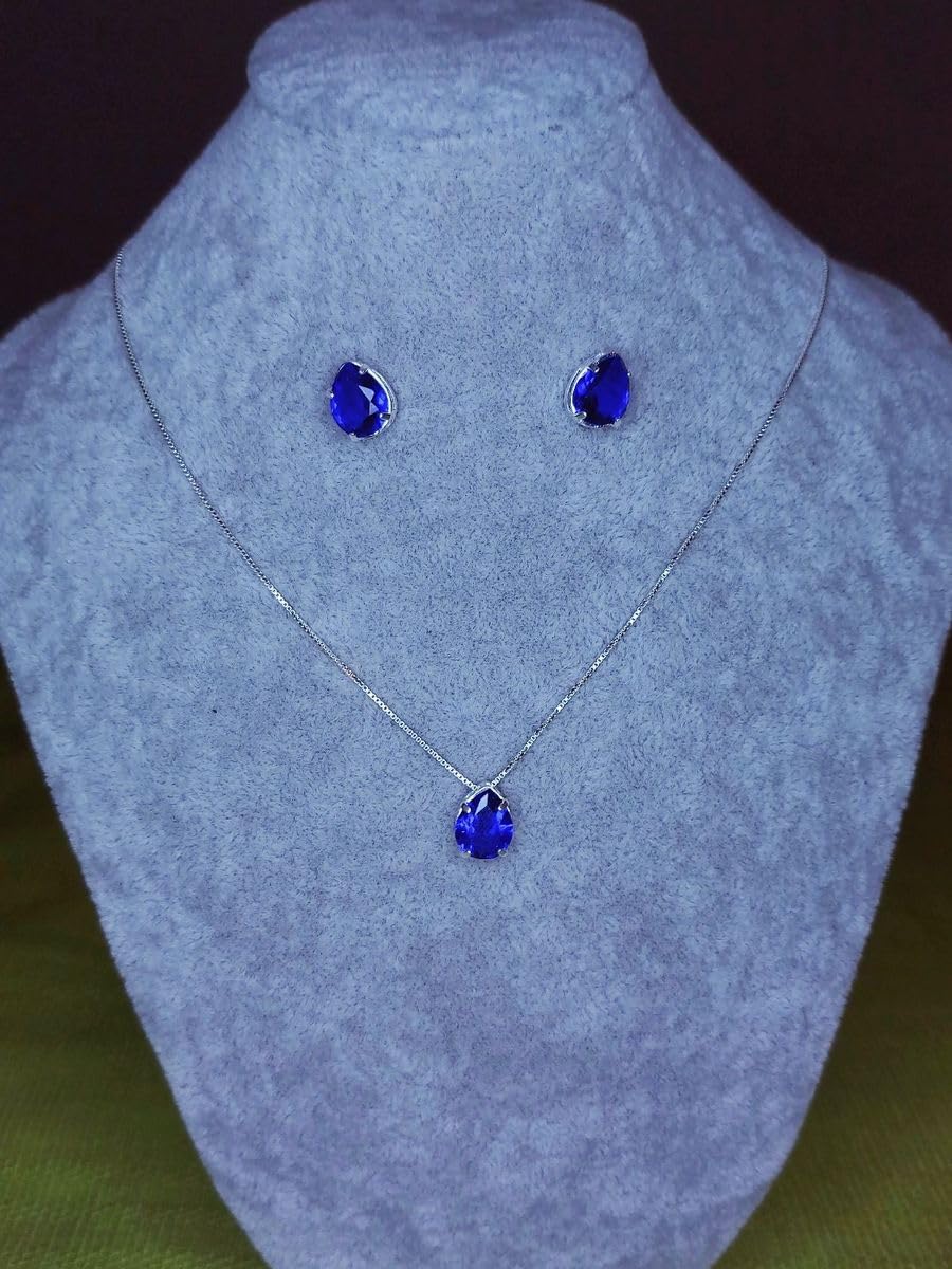 Elyra Joyas | Set Gota Azul Royal Collar y Aros