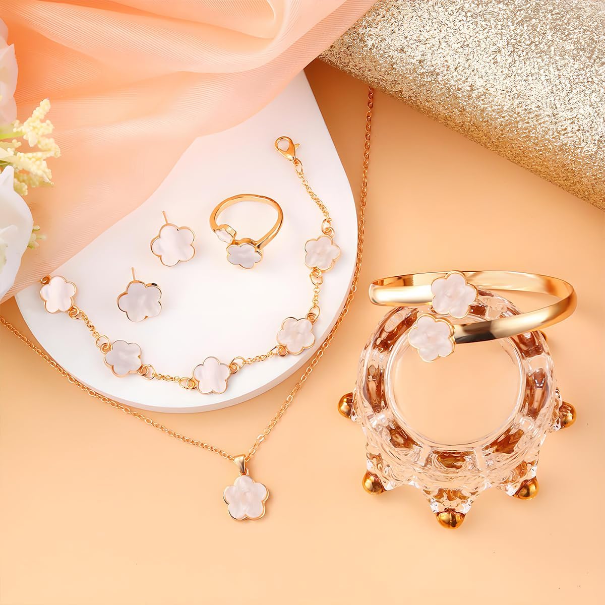 Elyra Joyas | Colección Flor de la Suerte de 5 Piezas