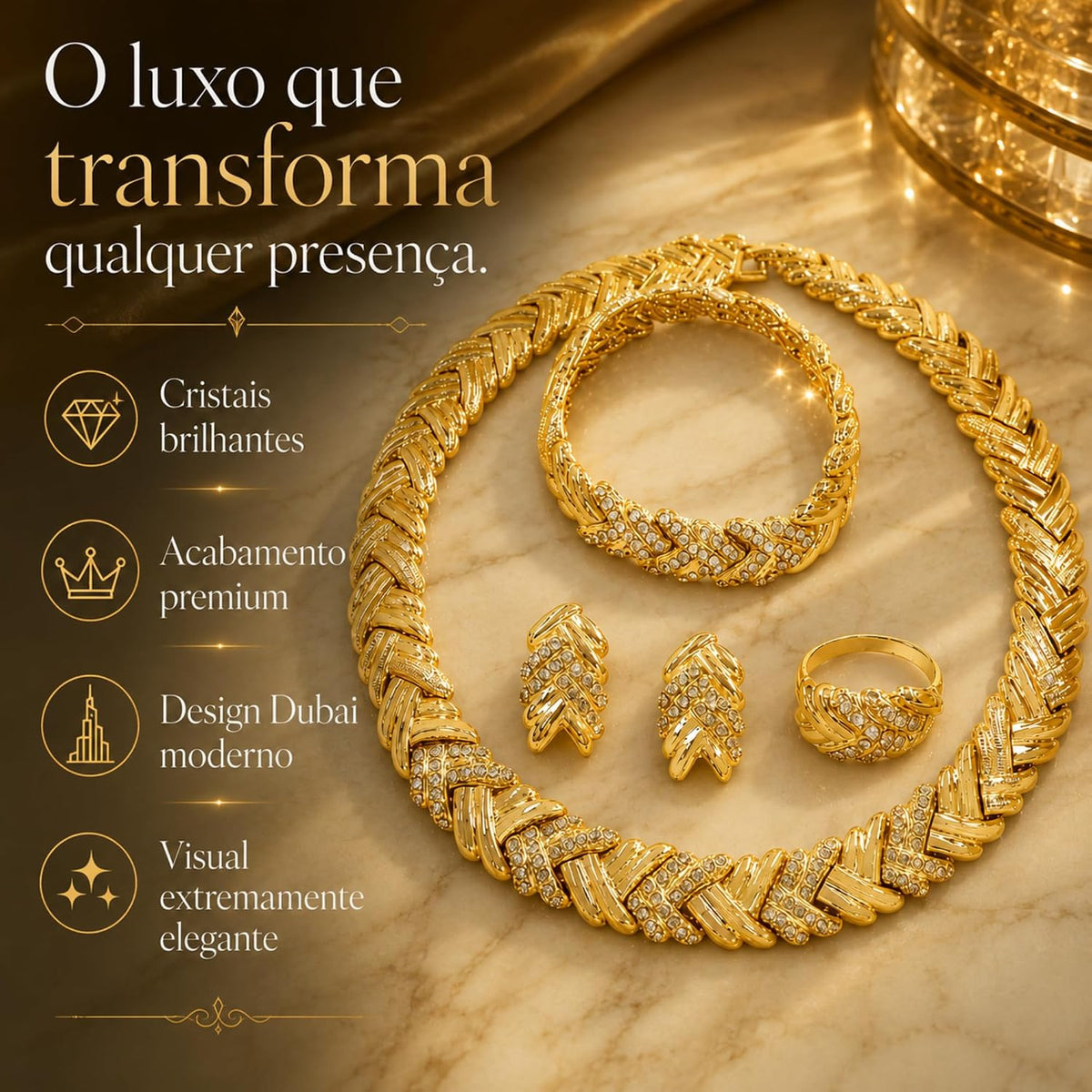 Elyra Joyas | Set Crystal Glam de 4 Piezas