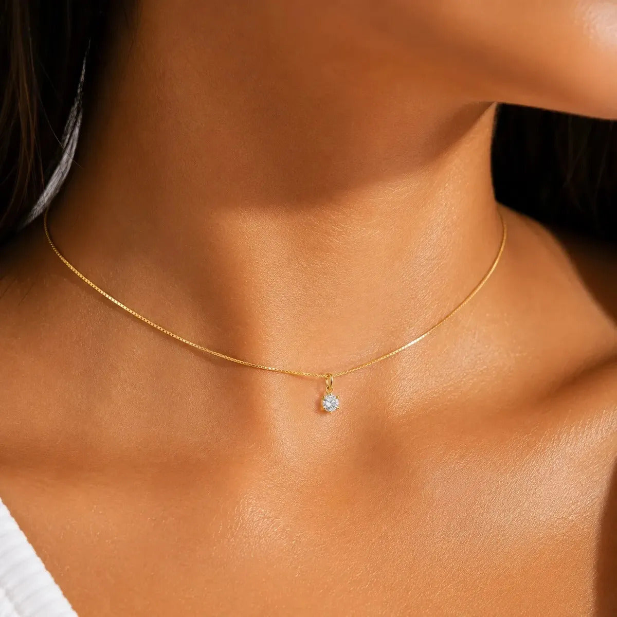 Colar Ponto De Luz 0.4 Cm Banhado A Ouro 18k