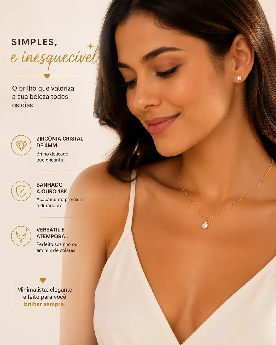 Colar Ponto De Luz 0.4 Cm Banhado A Ouro 18k