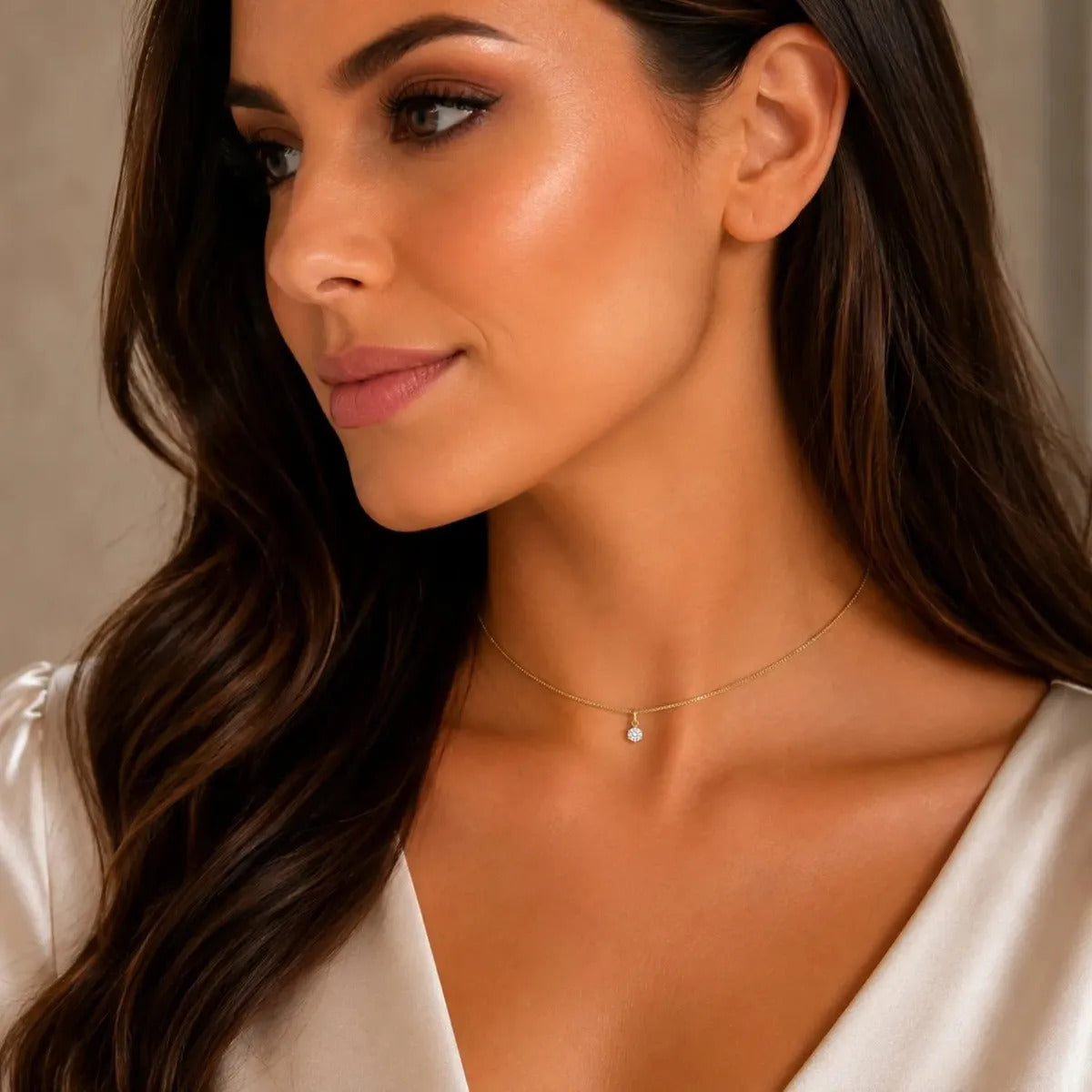 Colar Ponto De Luz 0.4 Cm Banhado A Ouro 18k