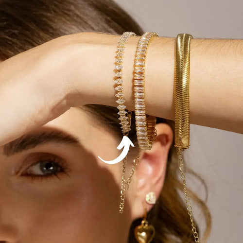 Pulseira Feminina Zircônia Riviera Ouro 18k Garantia