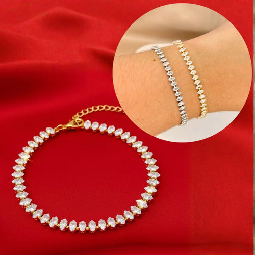 Pulseira Feminina Zircônia Riviera Ouro 18k Garantia