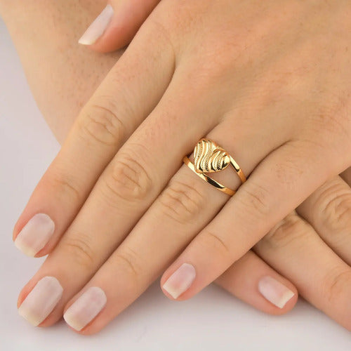 Anel Feminino Coração Folheado De Ouro 18k Semi Joia