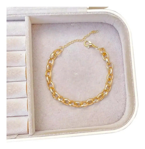 Pulseira Feminina Corrente Elo Português, Banhado A Ouro 18k