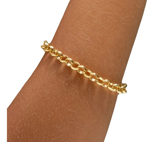 Pulseira Feminina Corrente Elo Português, Banhado A Ouro 18k