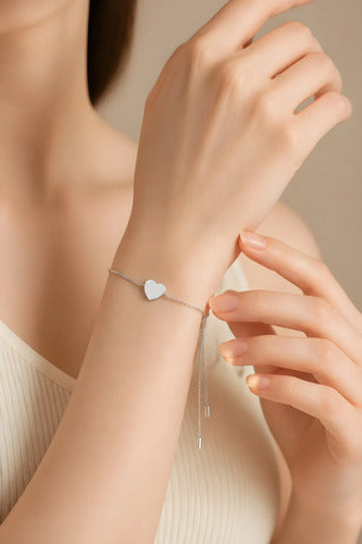 Pulseira  Semi Joia Banhado A Ouro 18k Com Pingente Coração