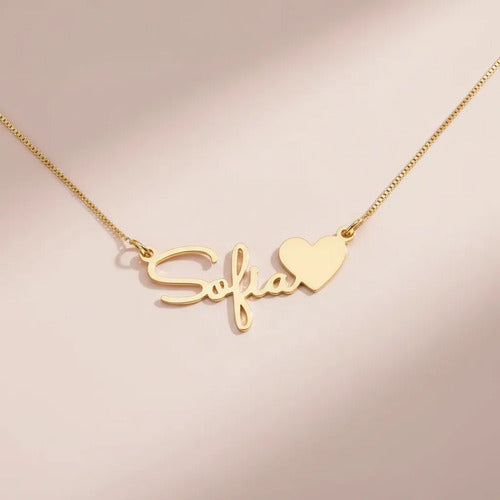 Colar Nome Personalizado Coração Ouro 18k Presente