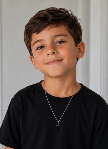 Corrente Cordão Infantil Prata 925 + Crucifixo