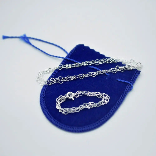 Colar E Pulseira De Corações Folheadas A Prata 925